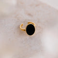 Black Onyx Signet Ring  Silver 18K Gold Plated