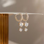 Diamond Pave Drop Huggies Silver 18K Gold Plated