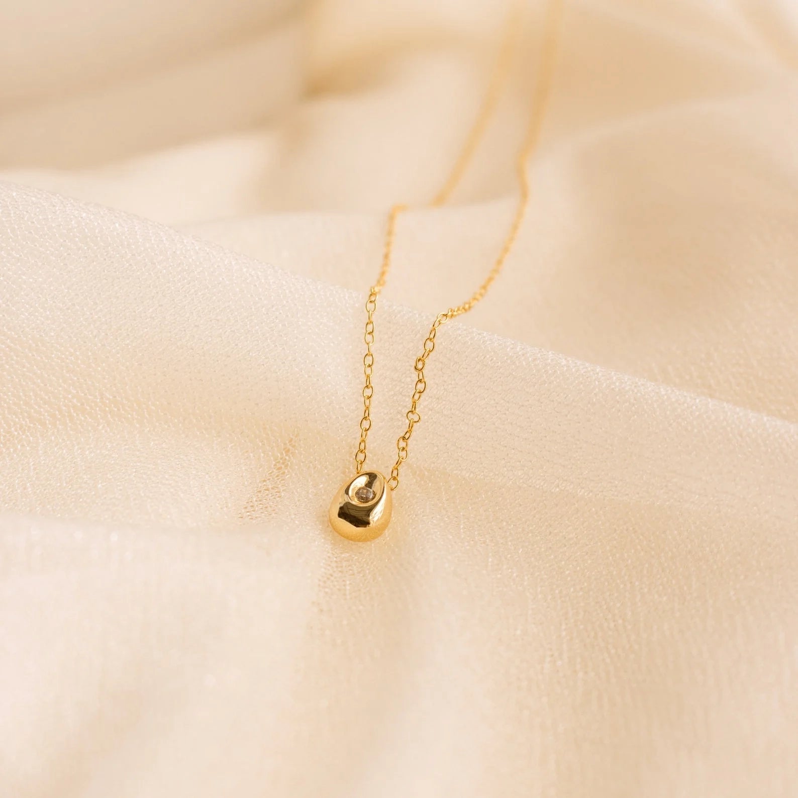 Diamond Nugget Necklace Silver 18K Gold Plated
