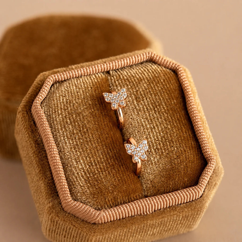 Pave Butterfly Mini Huggies