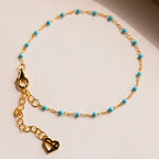 Turquoise Beads Station Bracelet Silver 18K Gold Plated