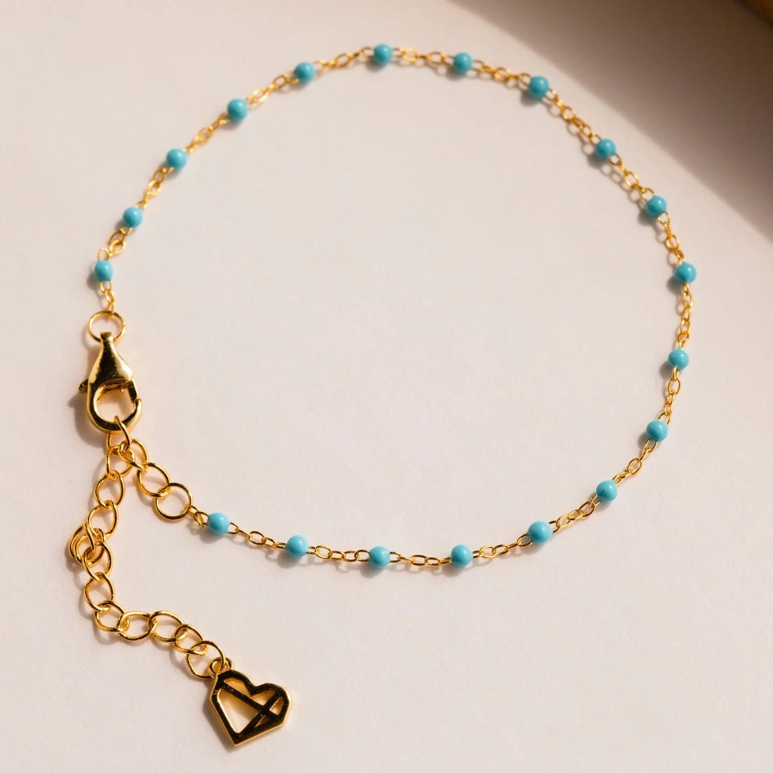 Turquoise Beads Station Bracelet Silver 18K Gold Plated