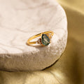 Moss Agate Teardrop Ring Silver 18K Gold Plated