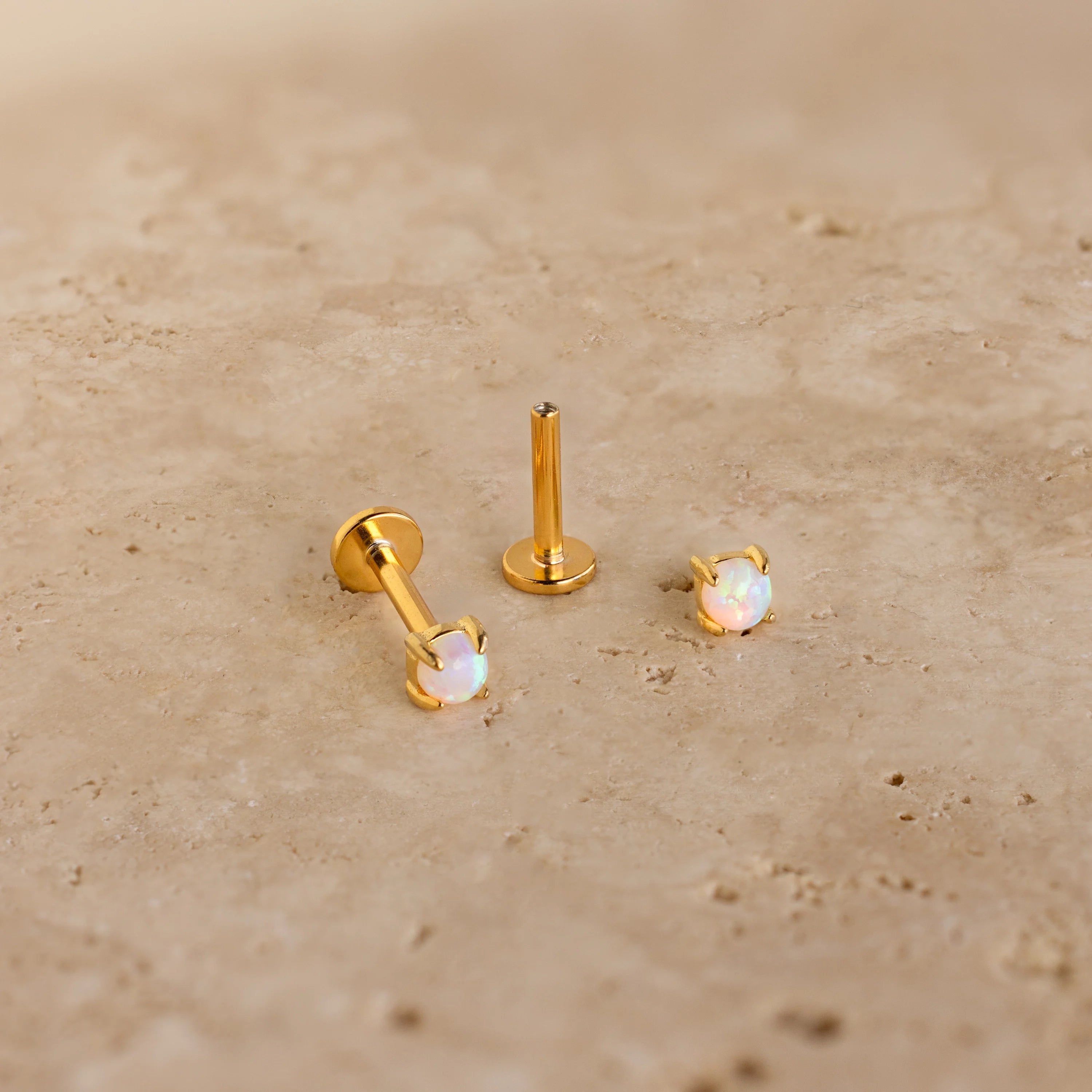 Opal Flat Back Studs Silver 18K Gold Plated