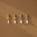 Diamond Aquamarine Pearl Drop Earrings Silver 18K Gold Plated