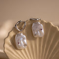 Celestial Baroque Pearl Charm Hoops Silver 18K Gold Plated