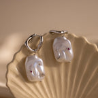 Celestial Baroque Pearl Charm Hoops Silver 18K Gold Plated