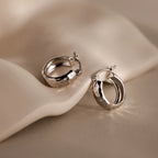 Bold Hammered Huggies Silver 18K Gold Plated
