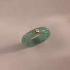 Jade Diamond Ring Silver 18K Gold Plated