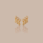 Diamond Raindrop Studs Silver 18K Gold Plated