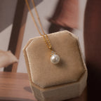 Diamond Halo Pearl Necklace Silver 18K Gold Plated