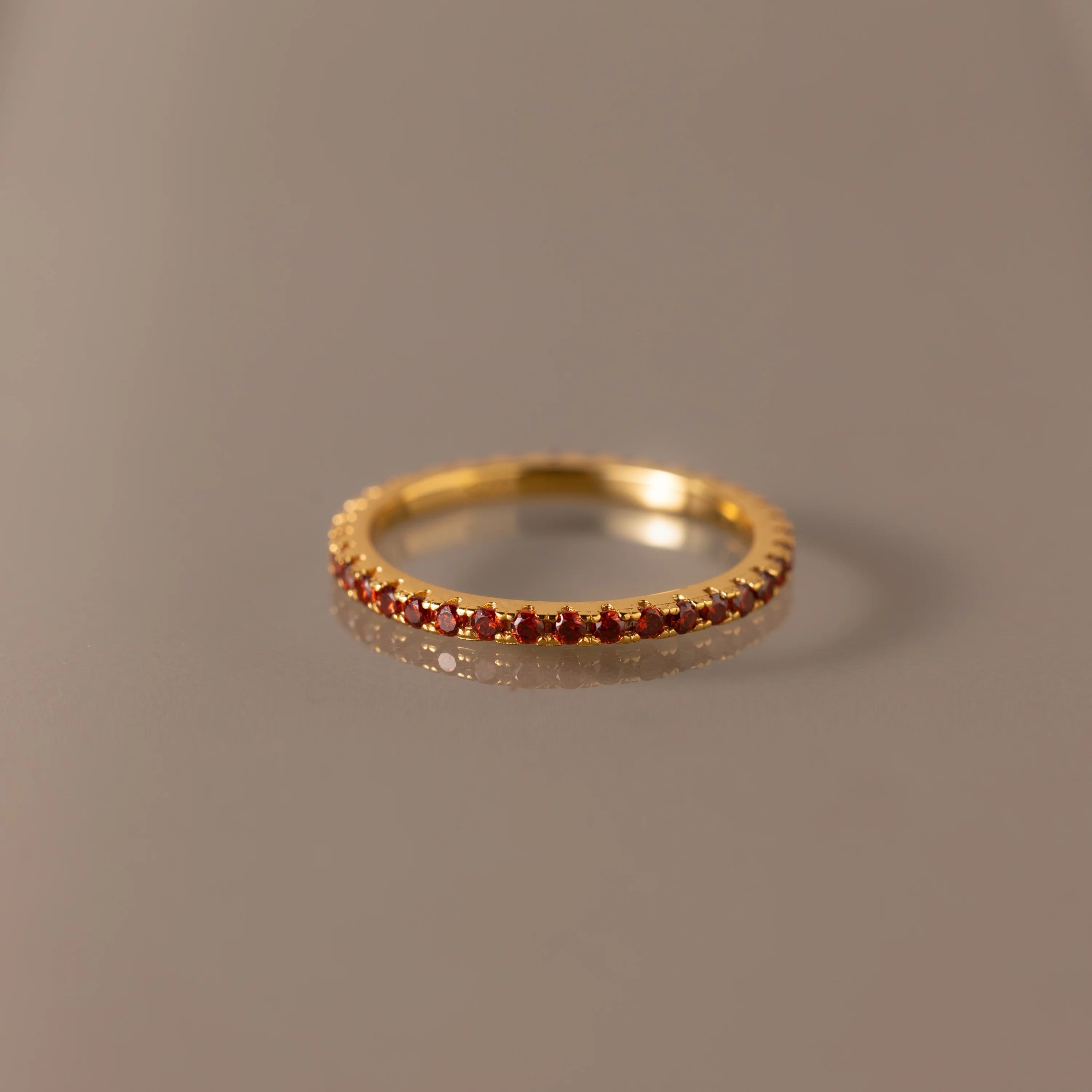 Garnet Eternity Ring Silver 18K Gold Plated