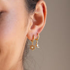 Opal Sun & Moon Huggies Silver 18K Gold Plated