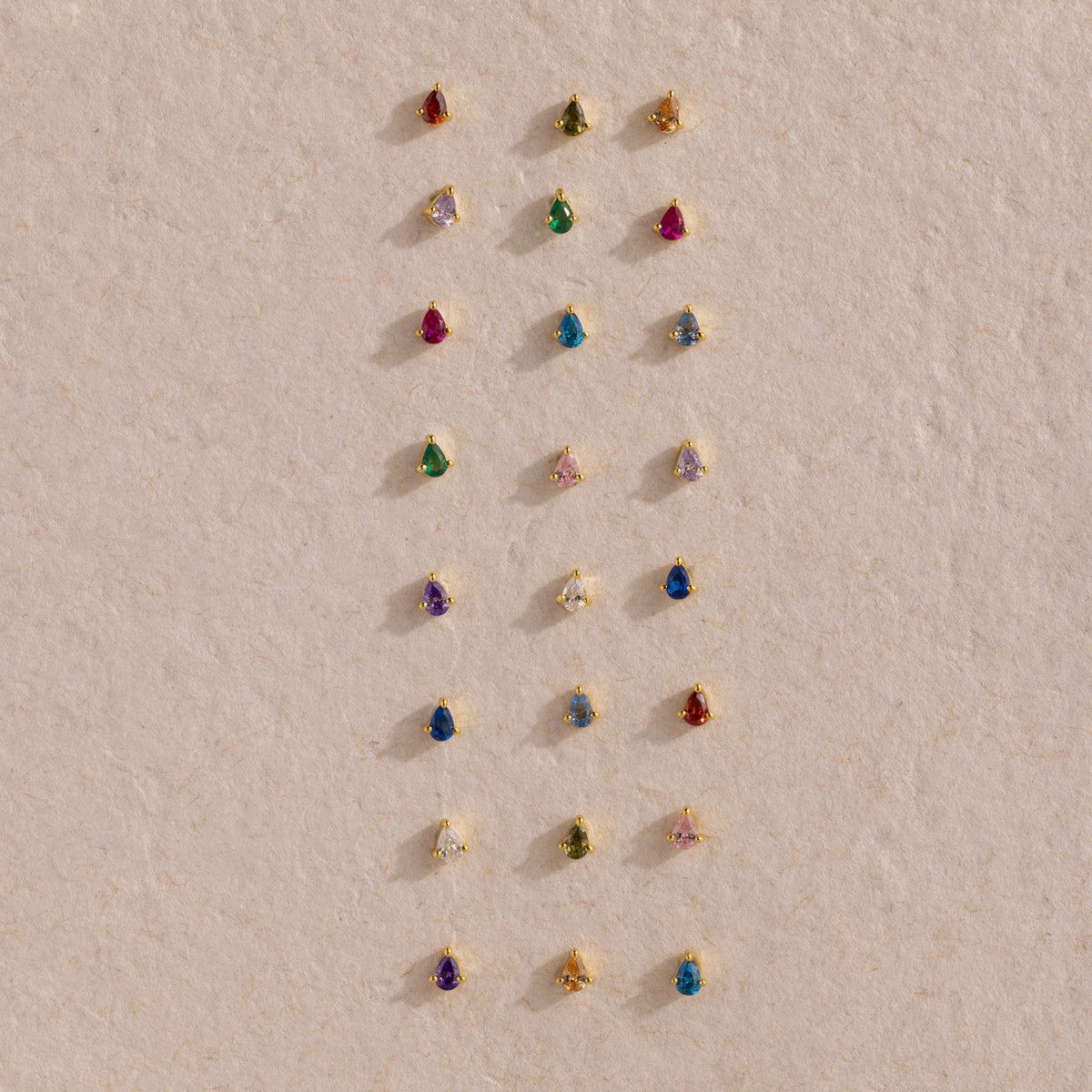 Teardrop Aquamarine Flatback Studs Silver 18K Gold Plated