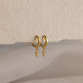Pave Cross Huggies Silver 18K Gold Plated
