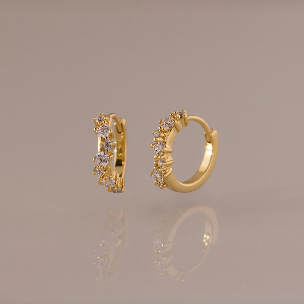 Diamond Cluster Hoops Silver 18K Gold Plated