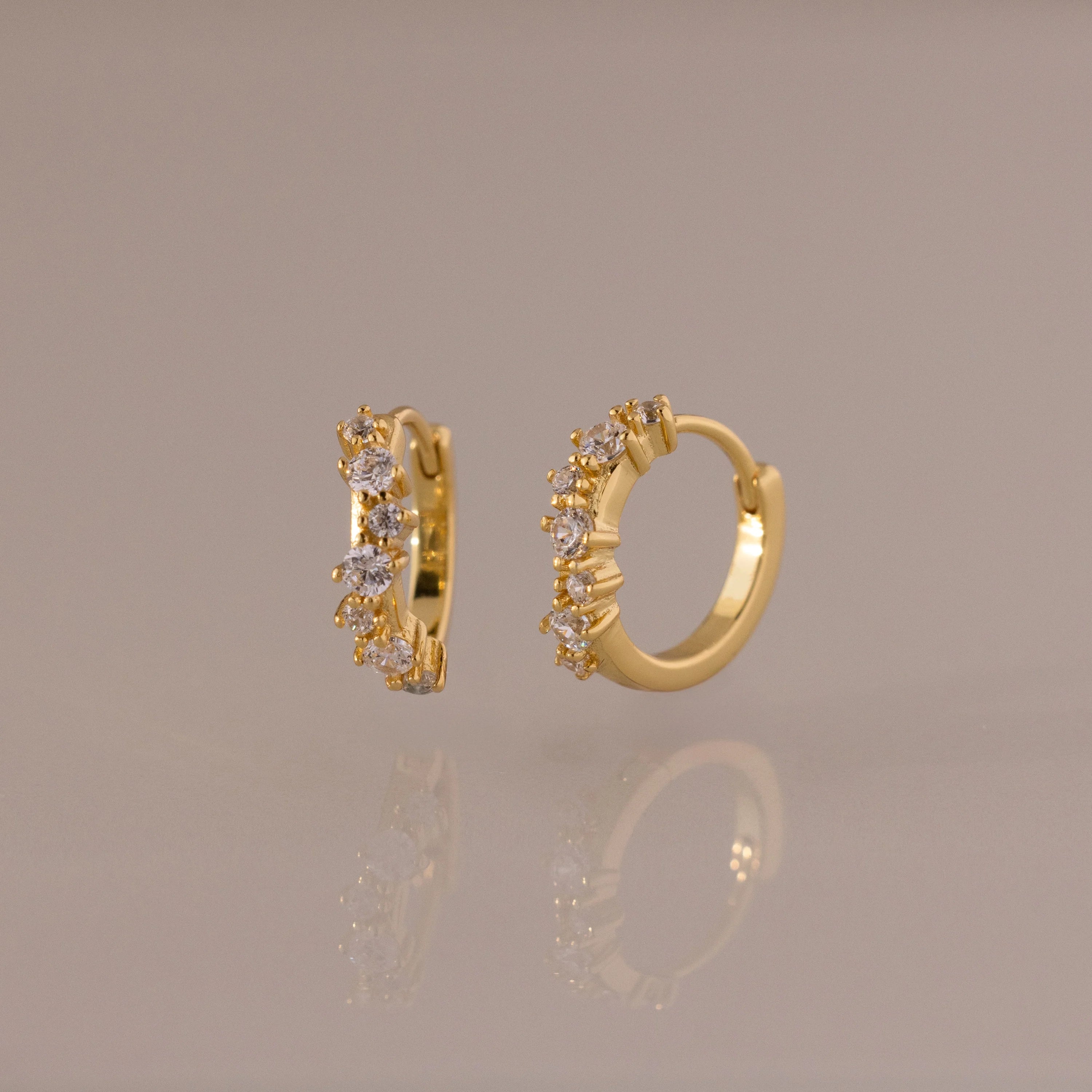 Diamond Cluster Hoops Silver 18K Gold Plated