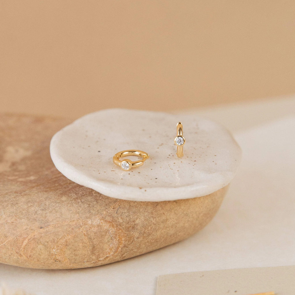 Diamond Huggies Silver 18K Gold Plated
