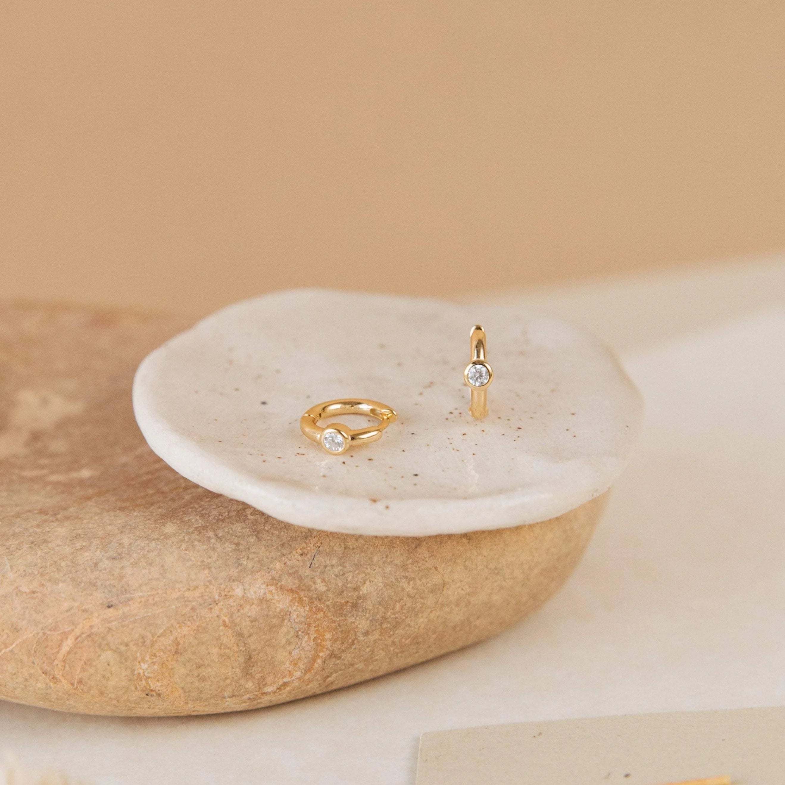 Diamond Huggies Silver 18K Gold Plated