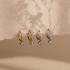 Diamond Butterfly Drop Huggies Silver 18K Gold Plated