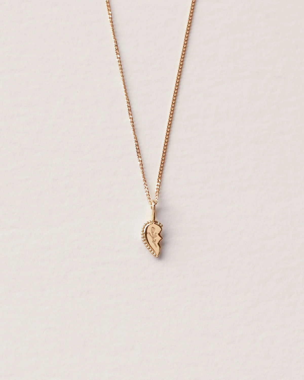 Solid Gold Shared Heart Necklace