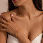 Duo Satellite Lariat Necklace Silver 18K Gold Plated