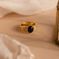 Celestial Black Signet Ring Silver 18K Gold Plated