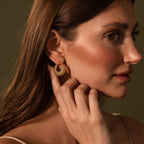 Beaded Dome Hoops Silver 18K Gold Plated