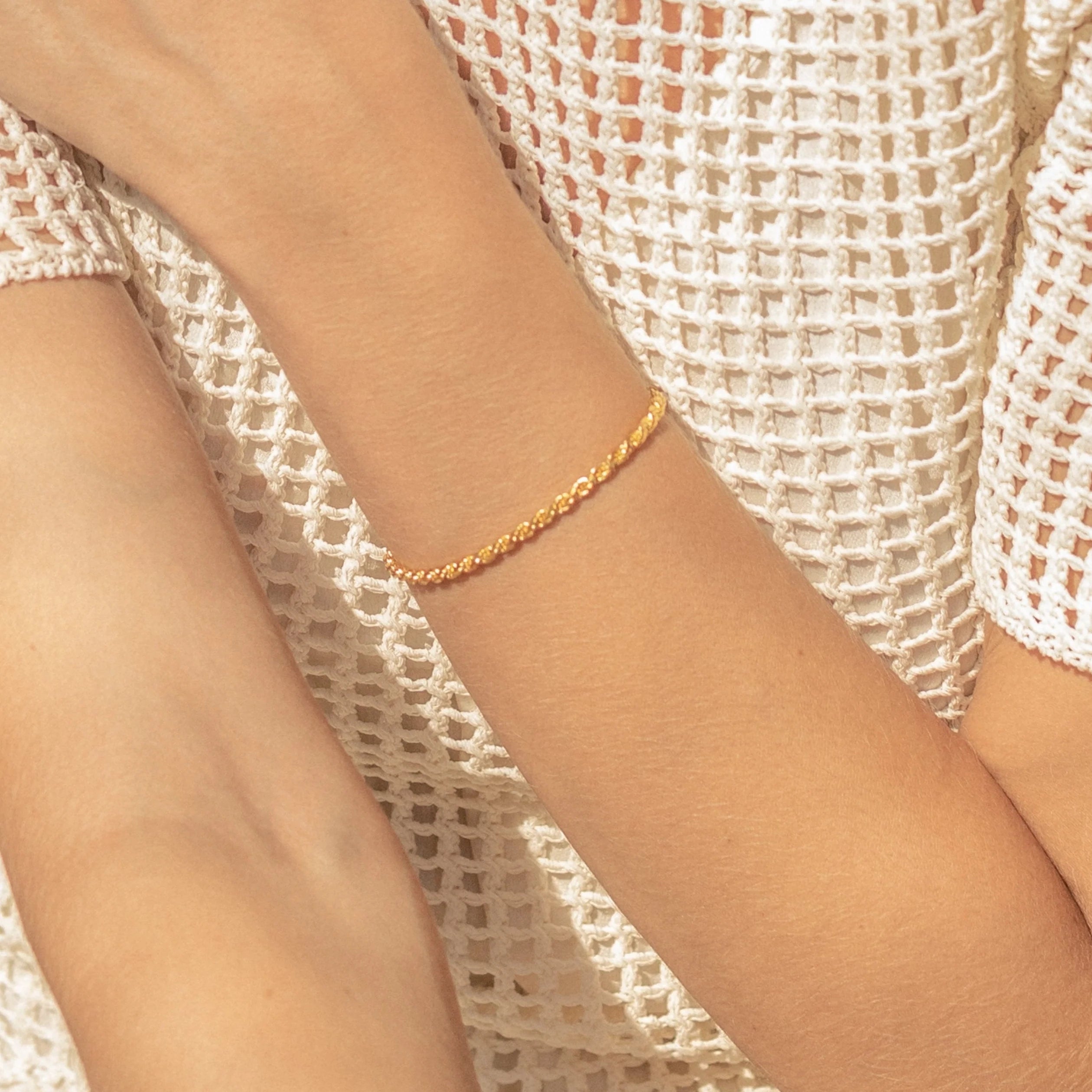 Rope Chain Bracelet Silver 18K Gold Plated