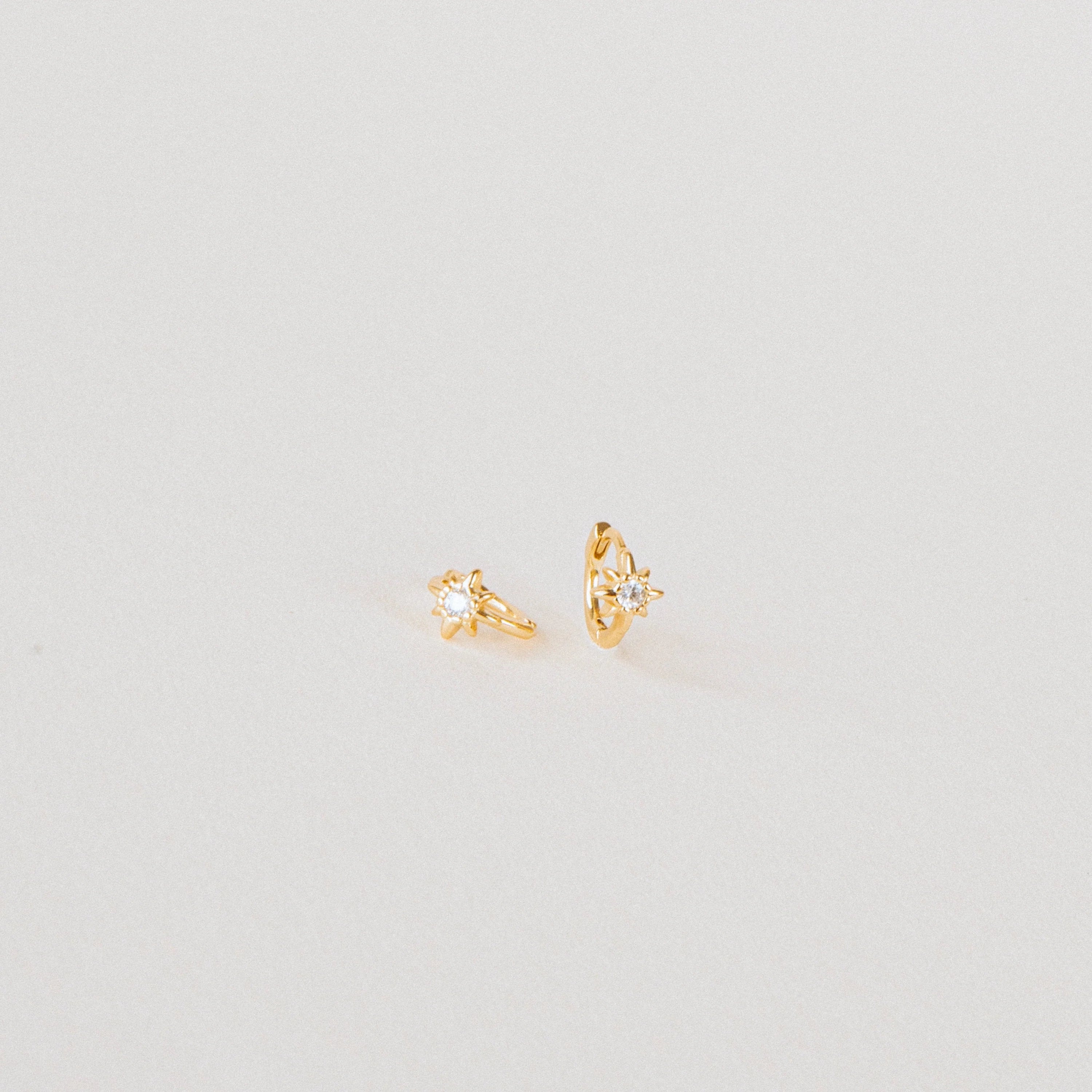 Diamond Sun Huggies Silver 18K Gold Plated