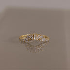 Diamond Curve Cluster Ring Silver 18K Gold Plated