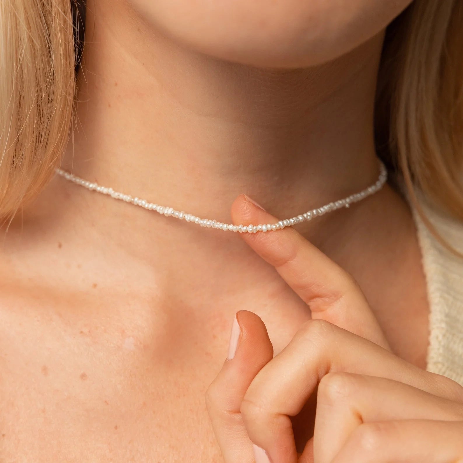Brinley Pearl Choker Necklace Silver 18K Gold Plated