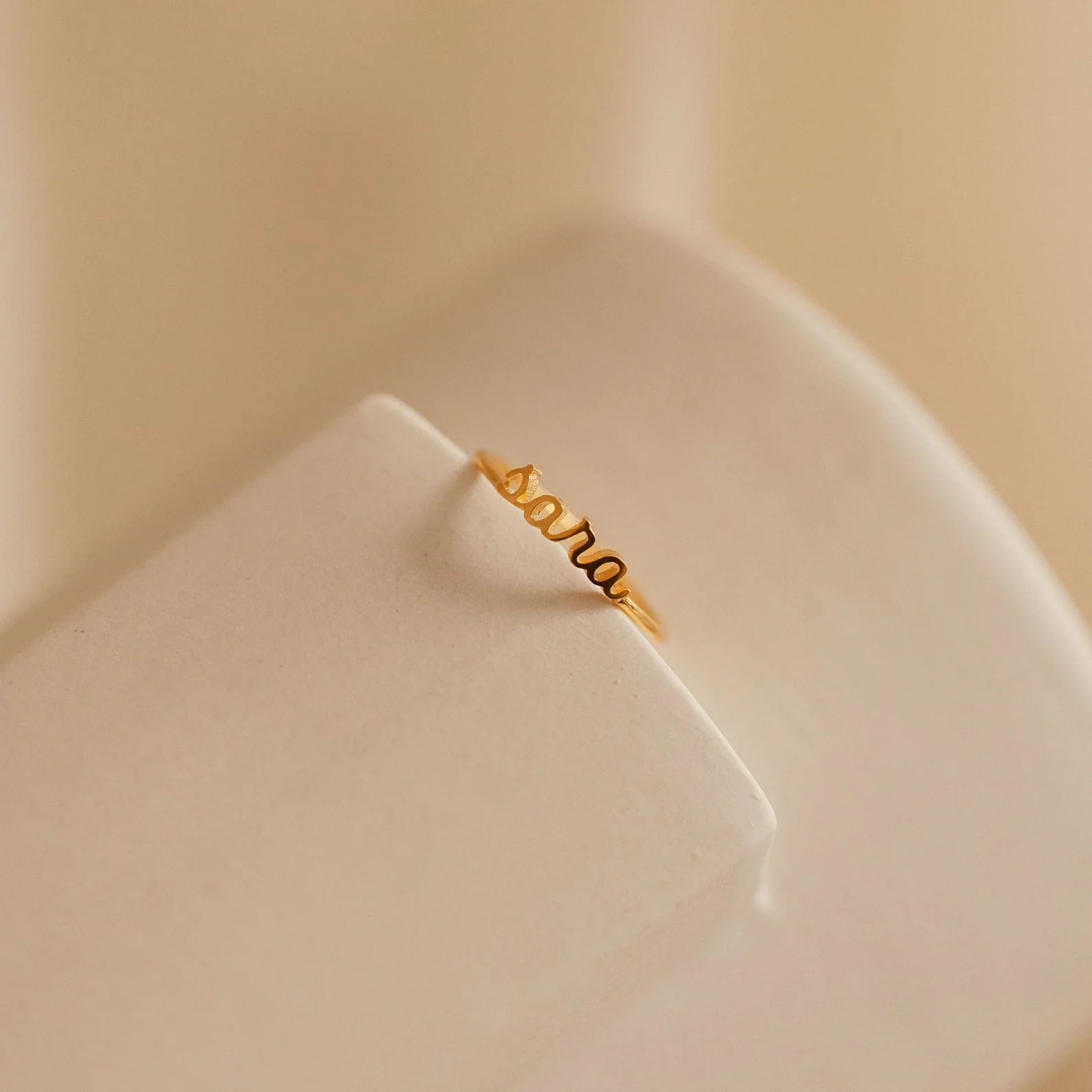 Petite Tiny Name Ring Silver 18K Gold Plated