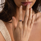 Sapphire Stacking Ring Set Silver 18K Gold Plated