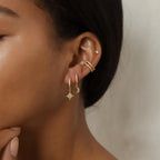 Moon and Star Huggies Silver 18K Gold Plated