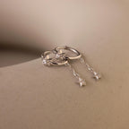 Star Drop Chain Huggies Silver 18K Gold Plated