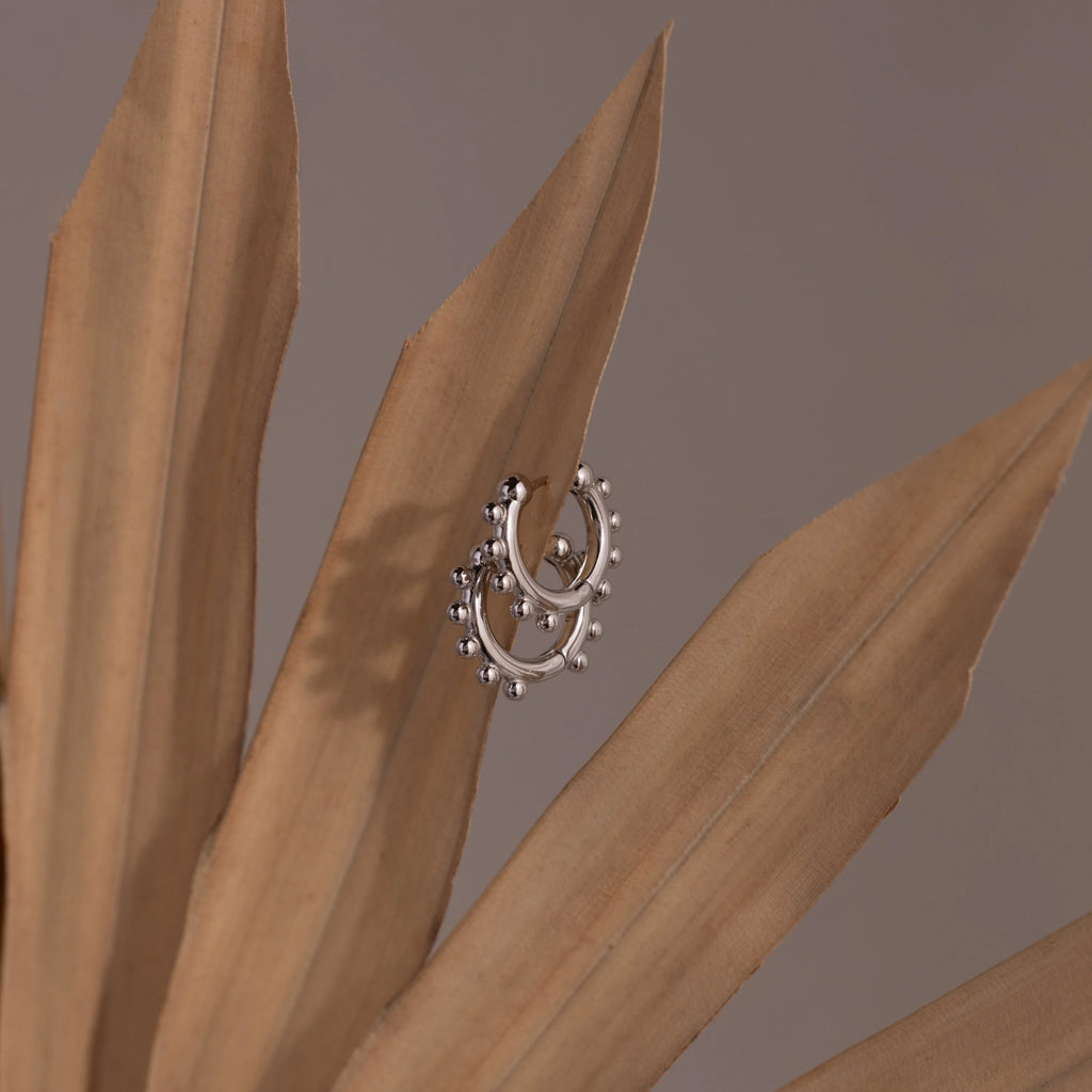 Beaded Hoops Silver 18K Gold Plated