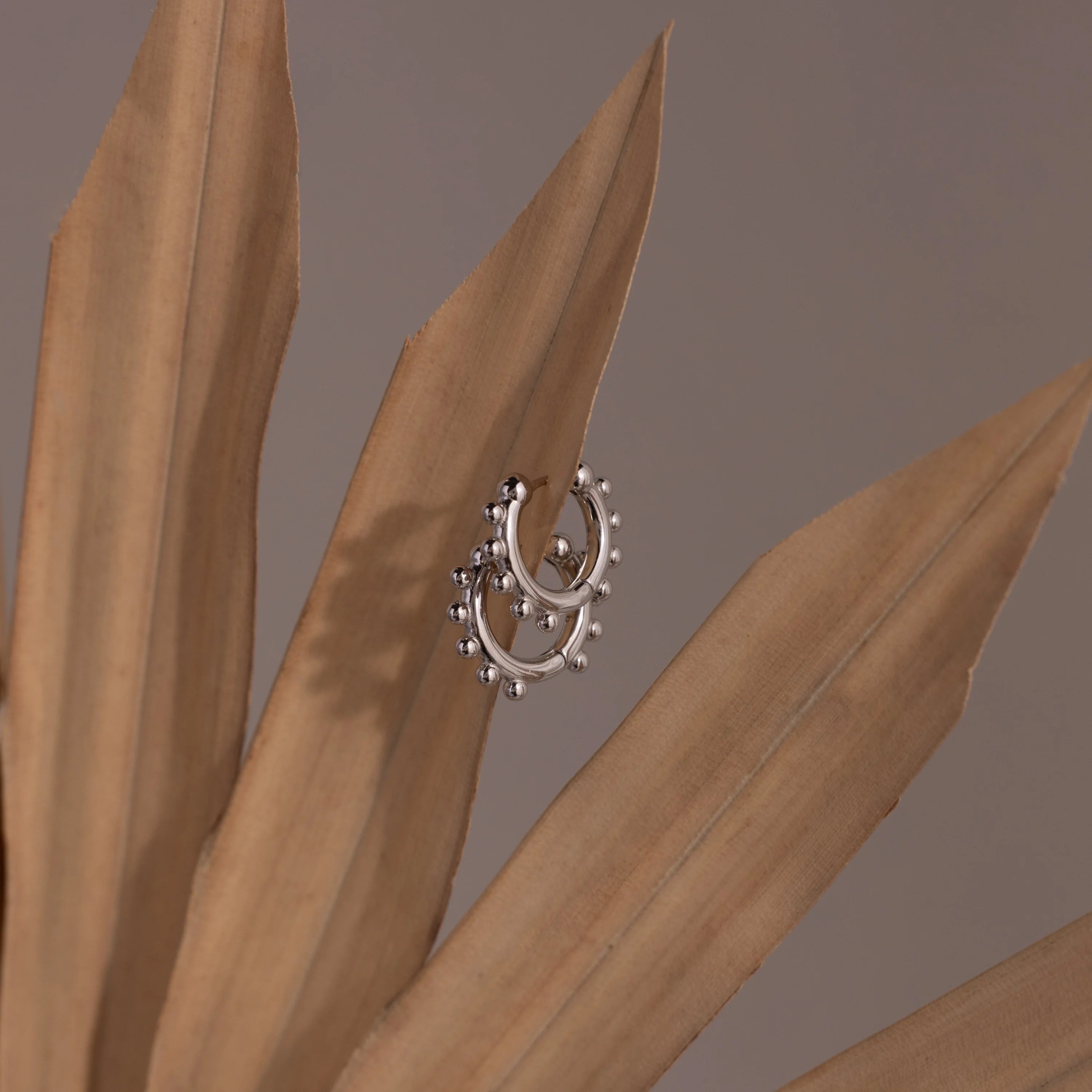 Beaded Hoops Silver 18K Gold Plated