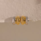 Mixed Metal Puff Studs  Silver 18K Gold Plated