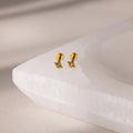 Geometric Topaz Flat Back Studs Silver 18K Gold Plated