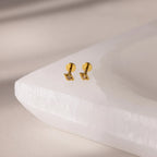 Geometric Topaz Flat Back Studs Silver 18K Gold Plated