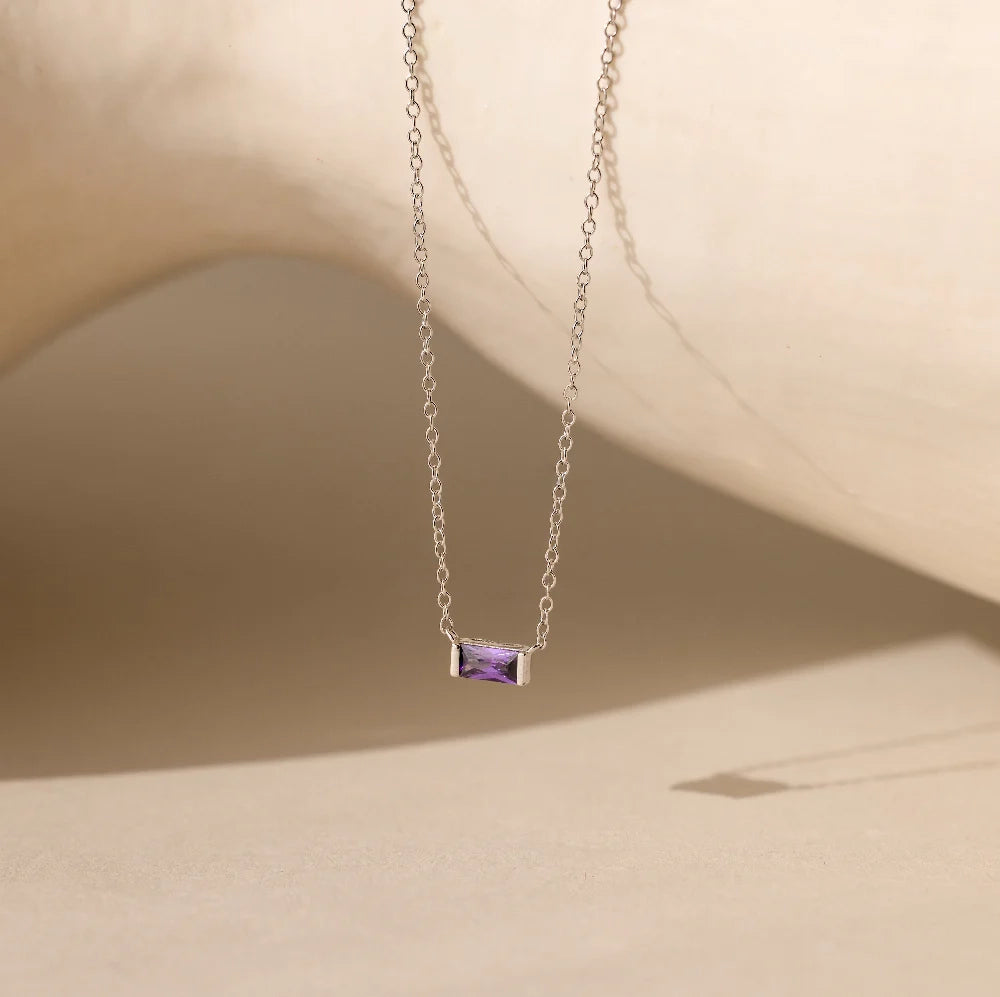 Emery Birthstone Necklace Silver 18K Gold Plated