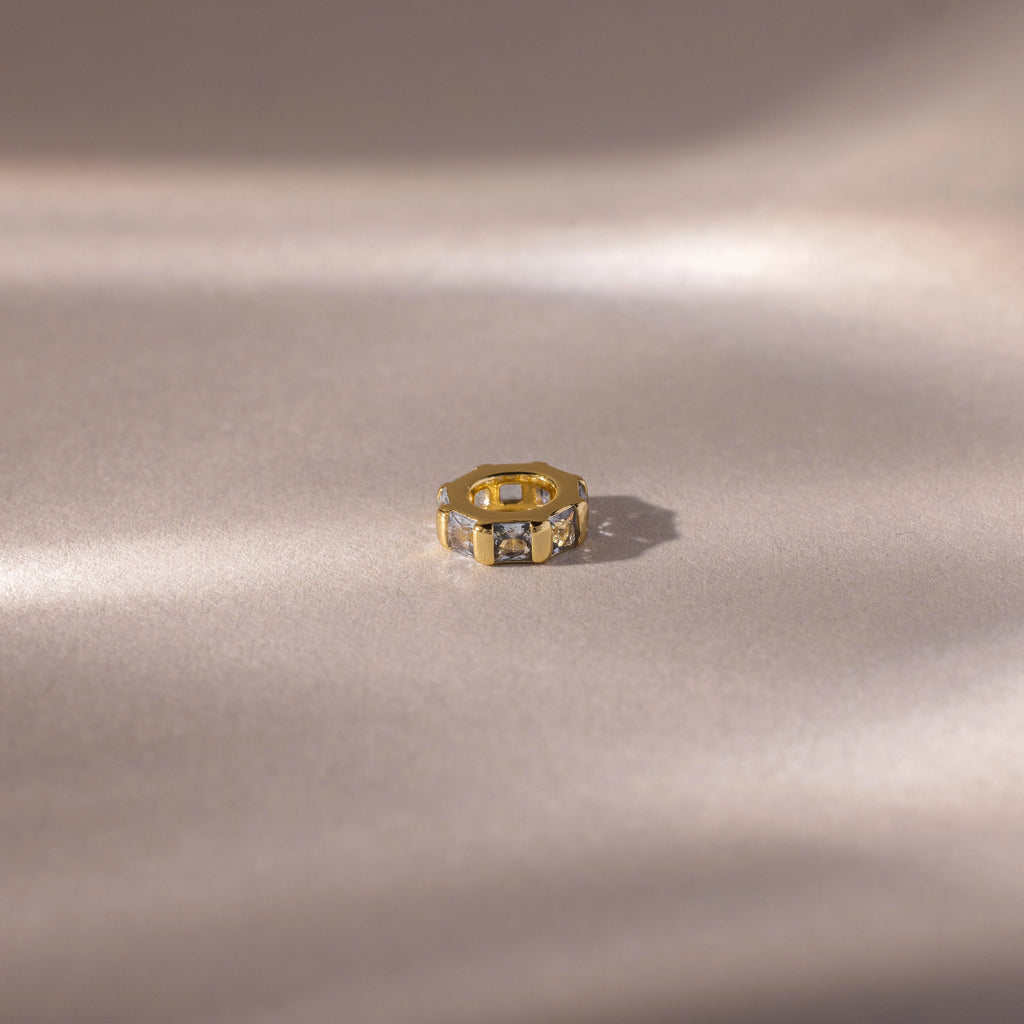 Princess Cut Aquamarine Charm Silver 18K Gold Plated