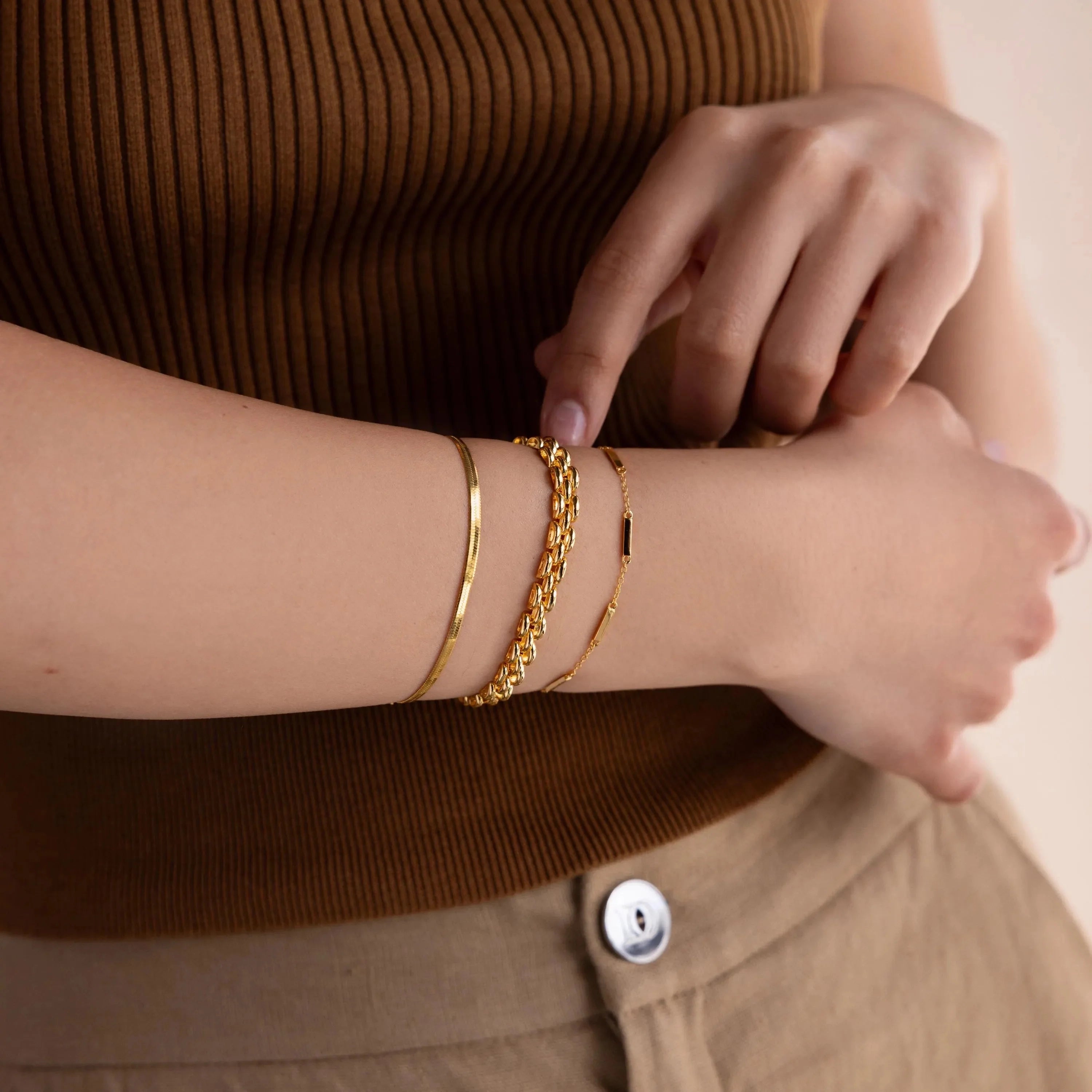 Strap Bracelet Silver 18K Gold Plated