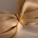 Diamond Pave Curve Dome Ring Silver 18K Gold Plated