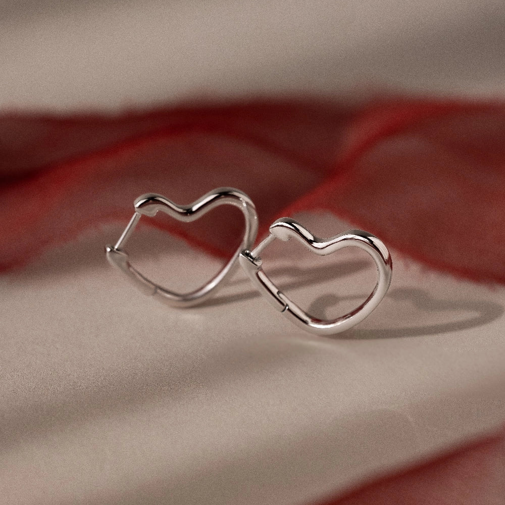 Heart Hoops Silver 18K Gold Plated