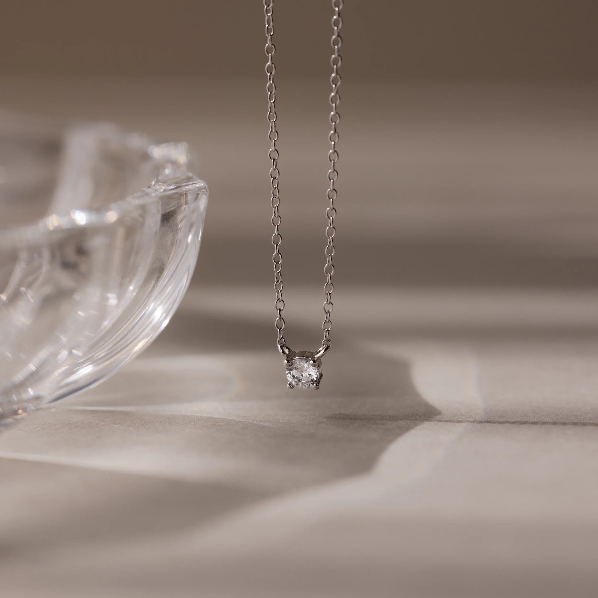 Dainty Diamond Necklace Silver 18K Gold Plated