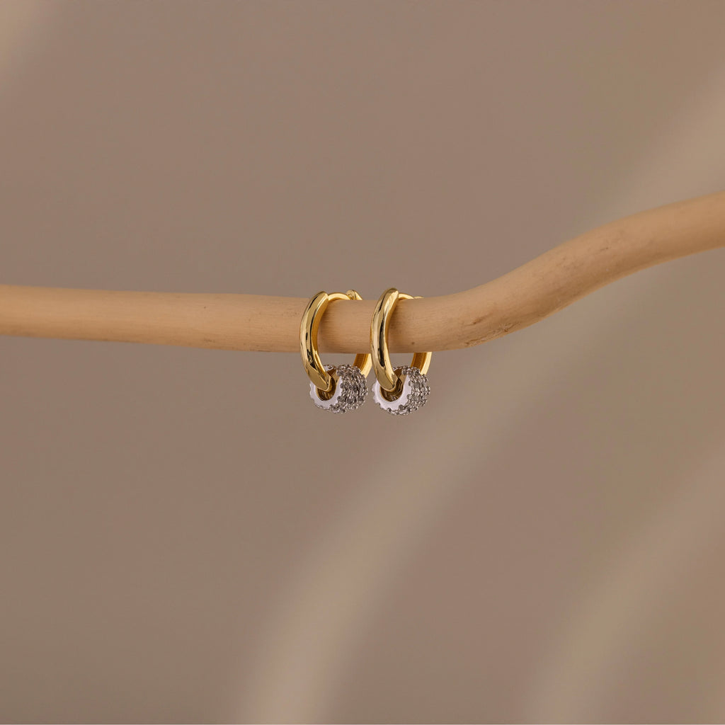 Pavé Mixed Metal Hoops Silver 18K Gold Plated