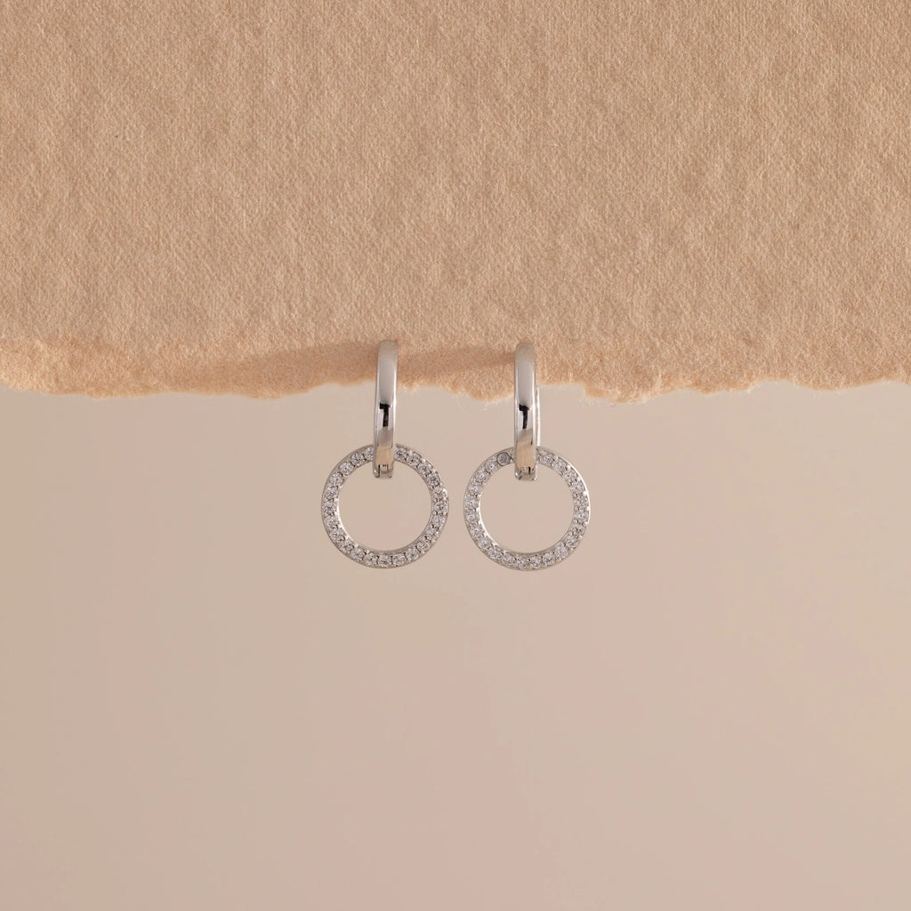 Diamond Duo Pave Huggies Silver 18K Gold Plated