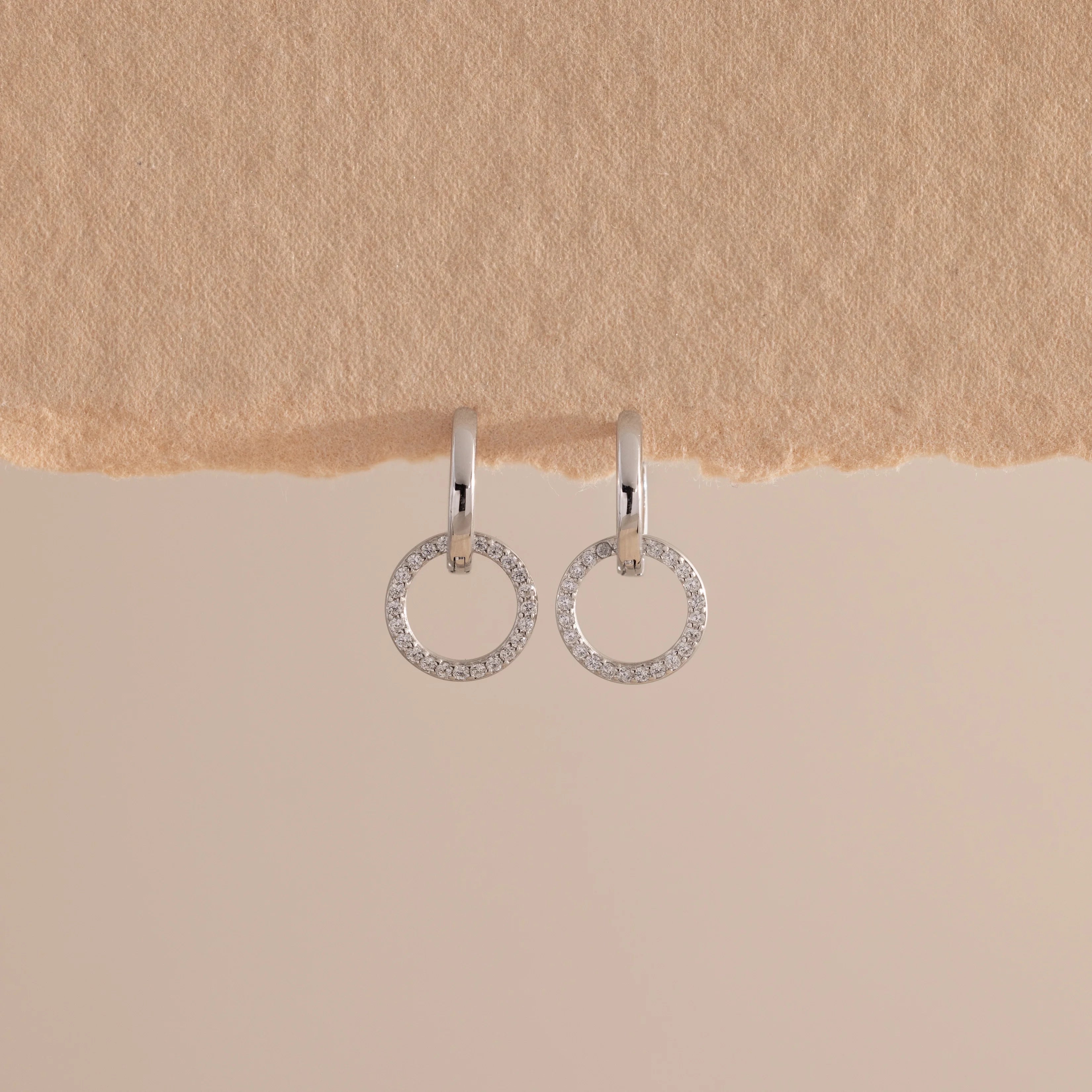 Diamond Duo Pave Huggies Silver 18K Gold Plated